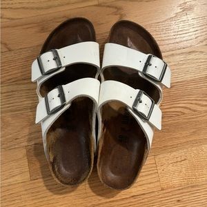 White Birkenstock Arizona Sandals